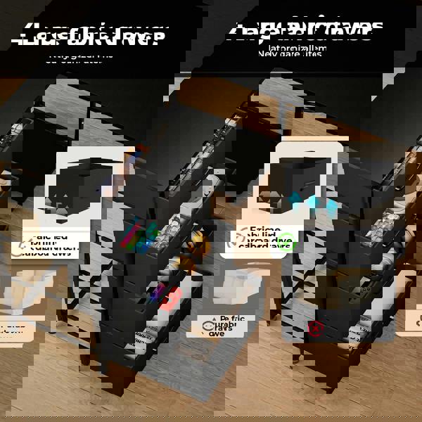 Levede Office Gaming Desk Reversible L-shaped Corner Computer Table 4 Drawers