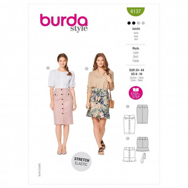 Burda Sewing Pattern 6137 Skirts For Women, 34 to 44 - Easy