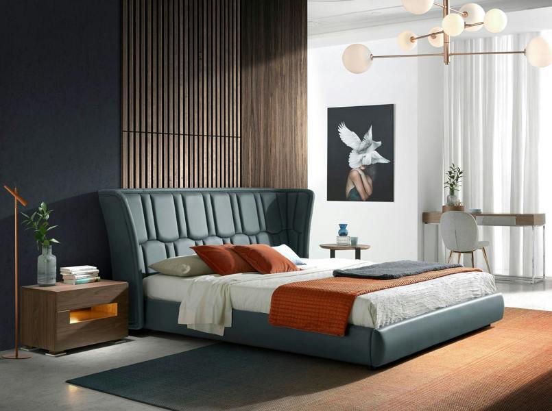 Angel Cerdá Bedside table walnut and polished steel with interior lighting 7065
