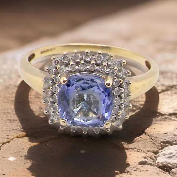 Vintage Tom A Tanzanite and Diamond Cluster Ring