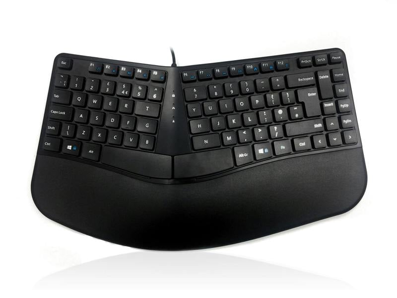 Accuratus Contour - USB Sculptured Ergonomic Split Key Multimedia Keyboard with Reverse Tilt