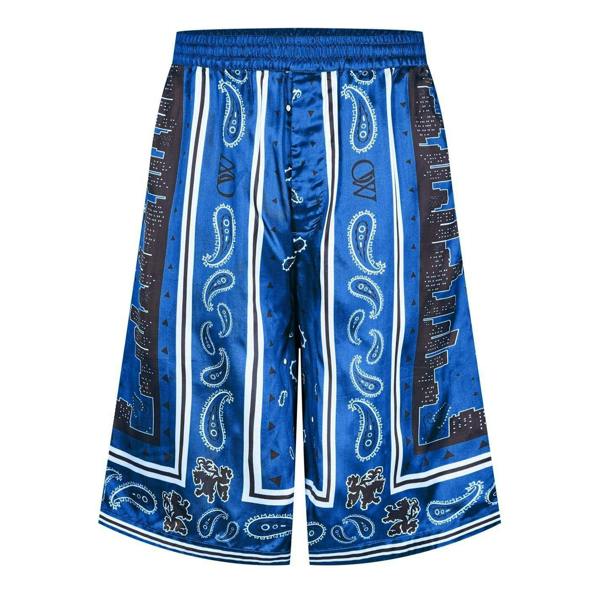 Off White Mens Satin Loose Fit Shorts - Nautical Blue - 