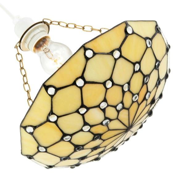 Amber Toned and Clear Beaded Tiffany Glass Easy Fit Bowl Pendant Shade Image 4