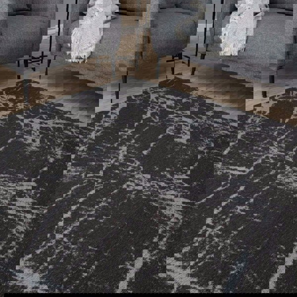 Machine Washable Flatweave Rug Abstract Design in Grey