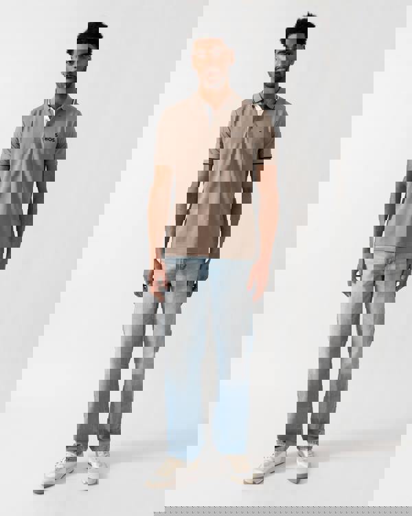 BOSS Green Paddy Pro Mens Cotton Blend Polo Shirt With Contrast Logos - Light/Pastel Green 335