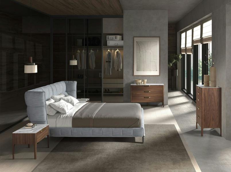 Angel Cerdá Walnut Chest of Drawers With Marble-effect Glass Top 7044