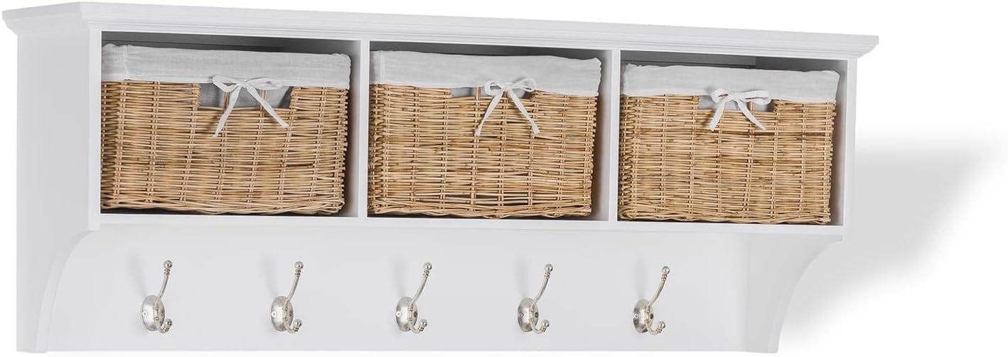 Statement Furniture Tetbury Hallway Set with Natural Wicker Baskets and Grey Cushion