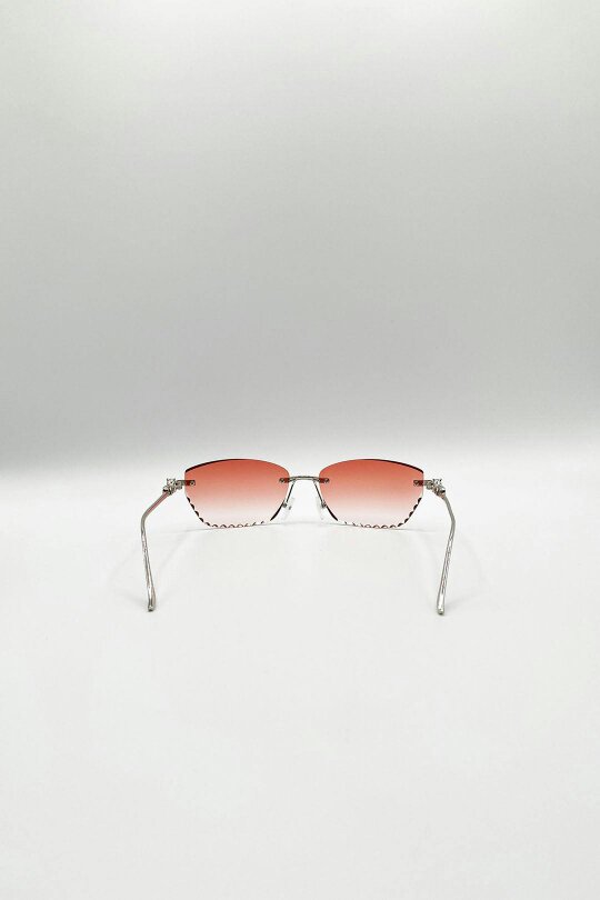 SVNX Cat Eye Rimless Sunglasses In Orange