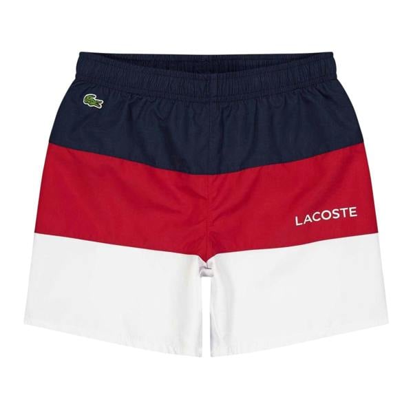 Lacoste Boys Colour Block Swim Shorts - Navy/Orange - 
