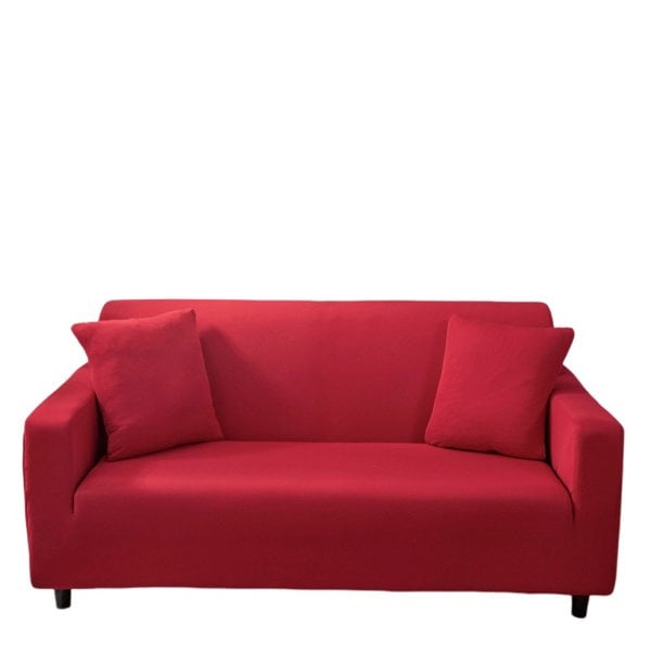 Anyhouz Anyseat 4 Seater Sofa Cover Plain Red Style and Protection For Living Room Sofa Chair Elastic Stretchable Slipcover