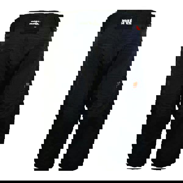 Scruffs Trade Flex Mens Pockets Cargo Shorts, black with multiple utility pockets and durable fabric for workwear and outdoor activities.