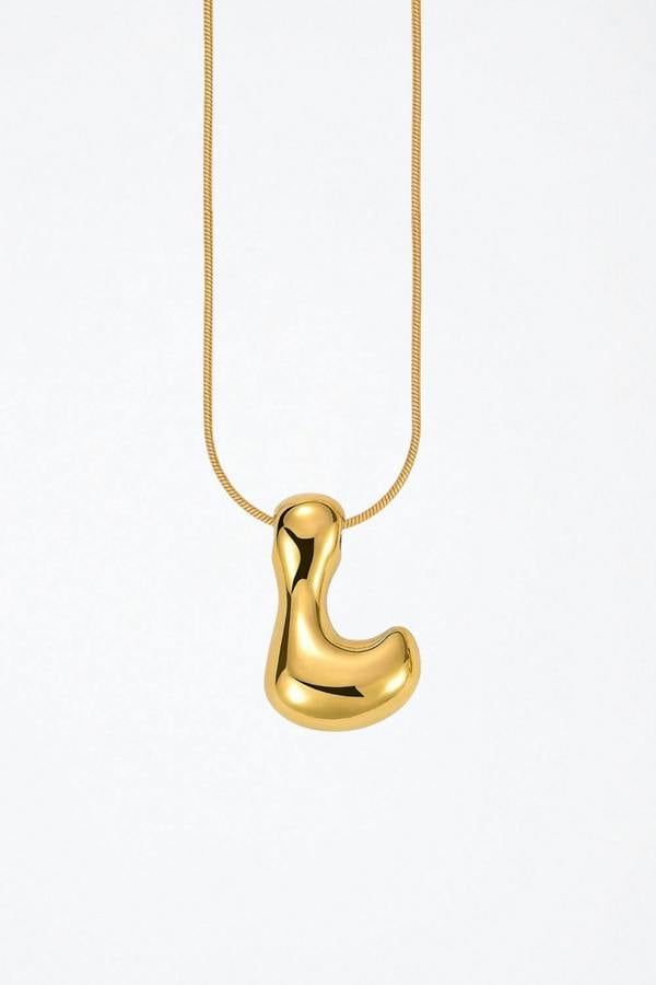 Serla Bubble Initial Gold Plated Necklace Letter L