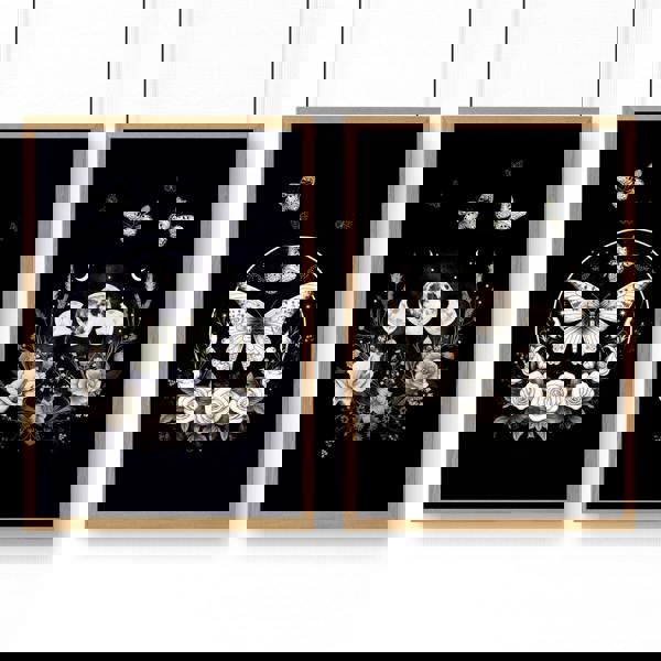 Butterfly Art Wall Decor | Set of 2 Dark Academy Wall art Prints