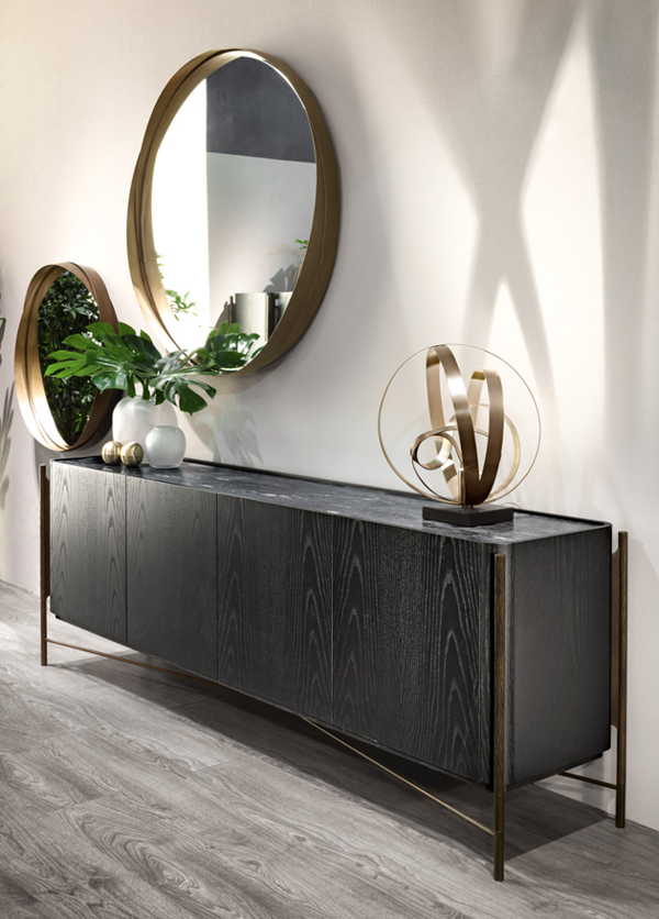 Cantori Italian Black Ash Luxury Sideboard with Porcelain Top