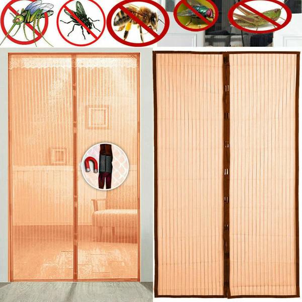 ATEK Magnetic Fly Screen Door Mesh Mosquito Insect Net Brown