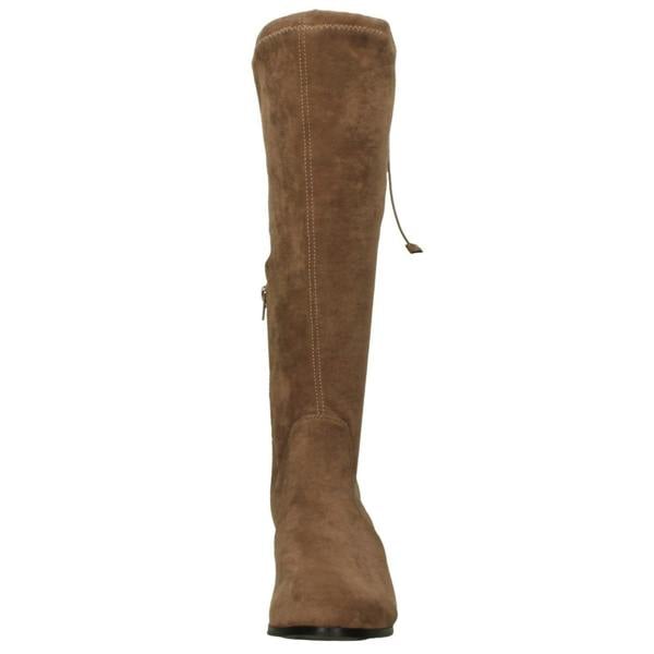 Spot On Ladies Spot On Mid Block Heel High Leg Boot with Back Tie and Inside Zip F51246