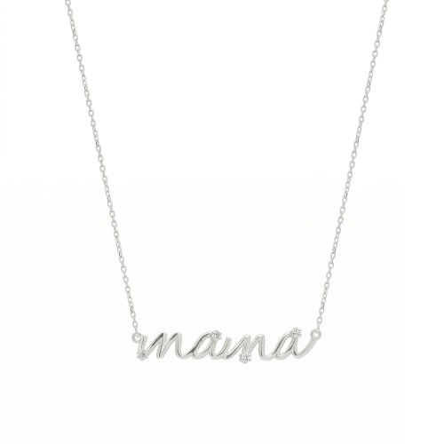 Spero London Sterling Silver Jewelled Mama Necklace - Silver