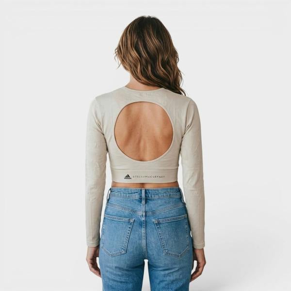 Stella McCartney Adidas Truestrength Seamless Long Sleeve Yoga Top Beige