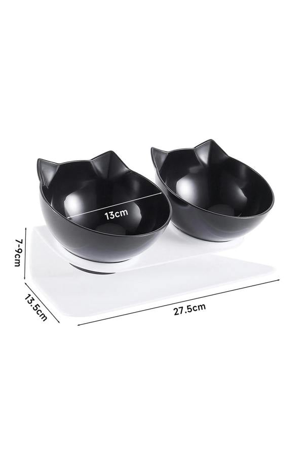 Living and Home 15° Tilted Elevated Feeder with Double Cat Bowls