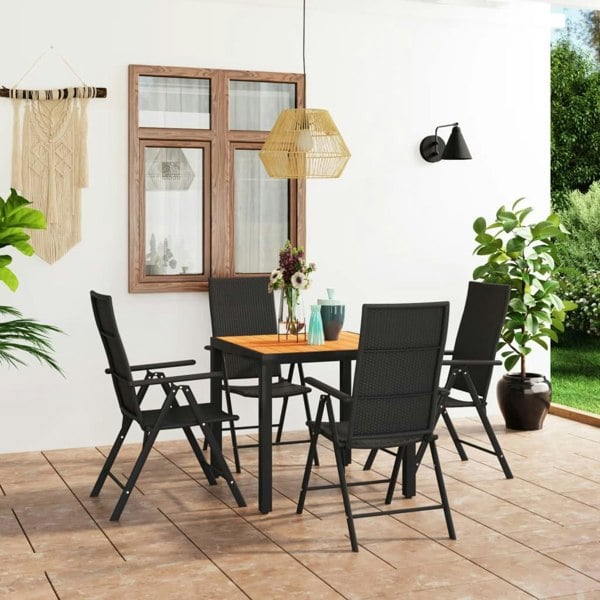 Berkfield 5 Piece Garden Dining Set Black and Brown