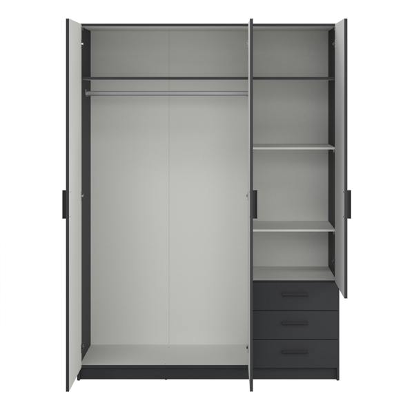 Furniture To Go Sprint Wardrobe with 3 Doors + 3 Drawers in Matt Grey