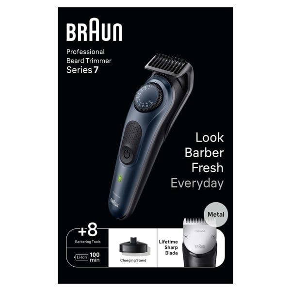 Braun Beard Trimmer Series 7 BT7421, Trimmer With Barber Tools And 100-min Runtime