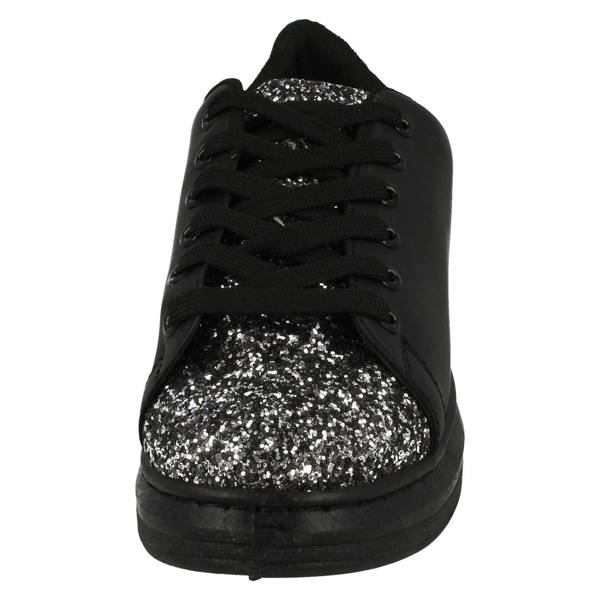 Spot On Ladies Spot On Lace Up Trainer Pump with Glitter
