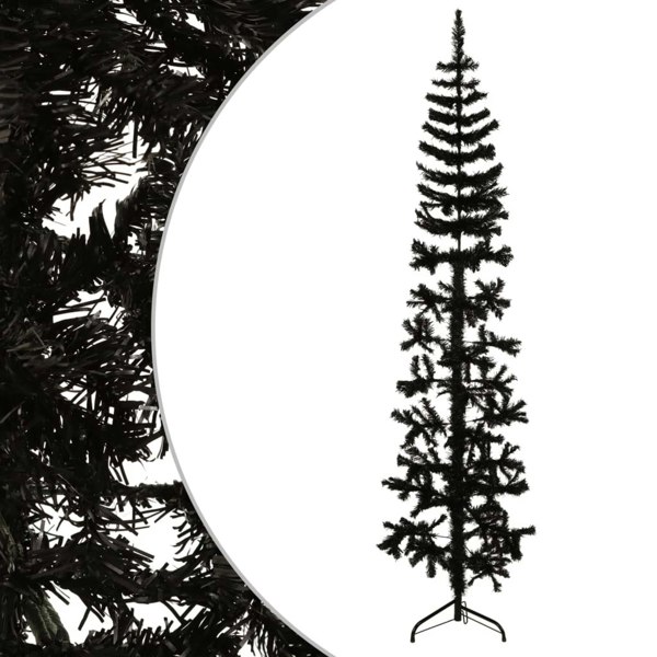 Berkfield Slim Artificial Half Christmas Tree with Stand Black 240 cm