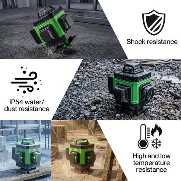 Traderight 16 Line Laser Level 4D Green Cross Line Self Leveling Rotary Measure