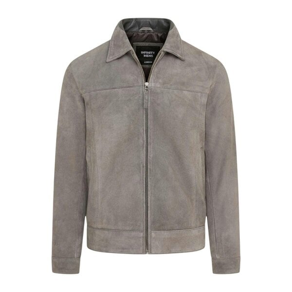 Infinity Leather Mens Retro Classic Suede Leather Harrington Biker Jacket - Bryne - Stone