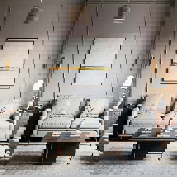 Vintage Lined Linen Fabric Lamp Shade in Mustard Burgundy and Grey Image 7