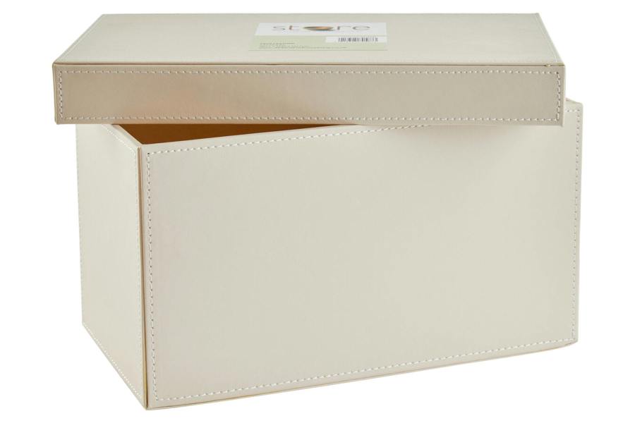 Interiors by Premier Cuir Cream Leather Effect Storage Box