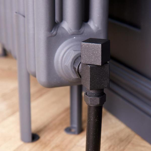 Flode Angled Square Manual Radiator Valve Pack | 15mm x 1/2″ | Anthracite