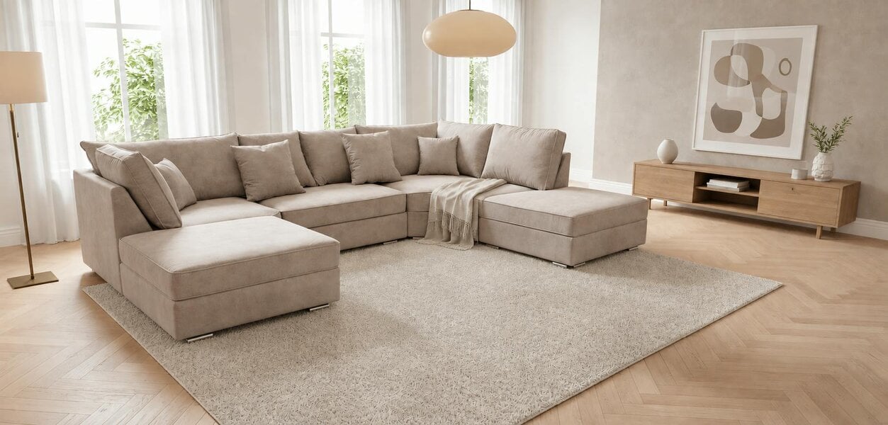 Outdoor Living The Chelsea U-Shaped Modular Corner Sofa with Deep Seat - Beige