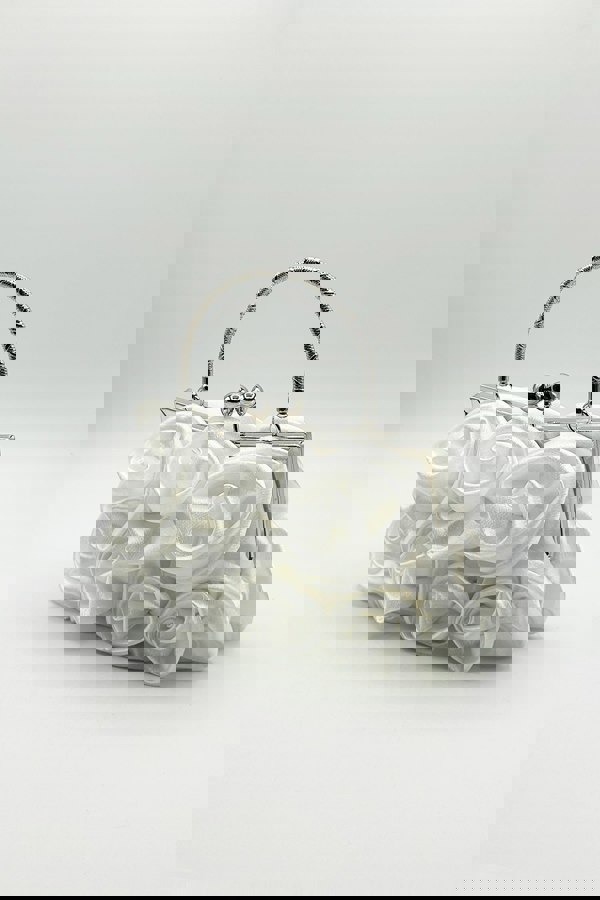 SVNX 3D Rose Clutch Bag in White