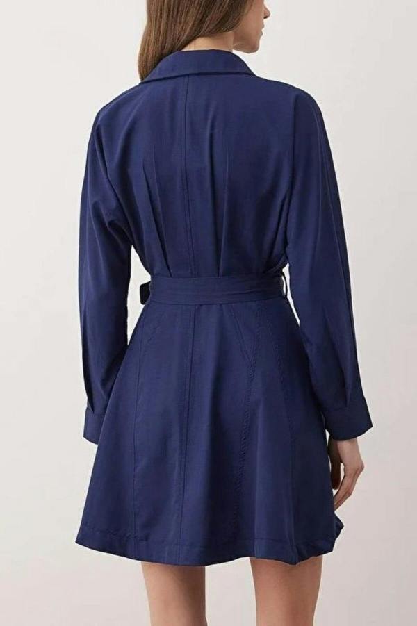 WOVCOR Mini Woven Shirt Dress with Belt Detail