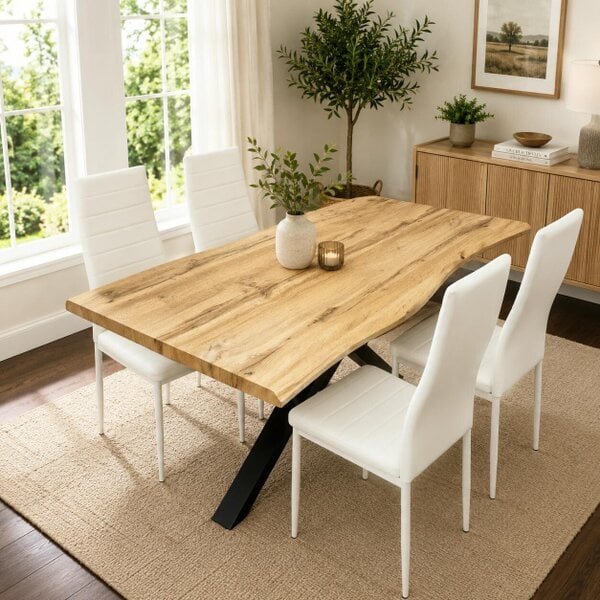 Kosy Koala Dining Table Set with 4 White Chairs Kitchen Dining Room Furniture