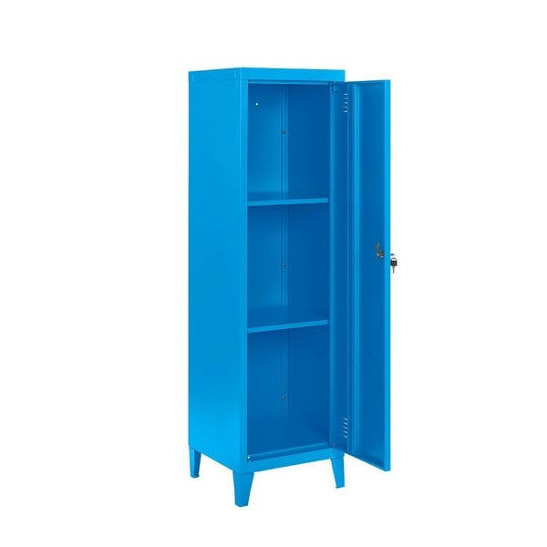 MMT Furniture Designs Metal Tall 3 Shelve Locker Cabinet, 1 Door Wardrobe Storage Cupboard for Home or Office