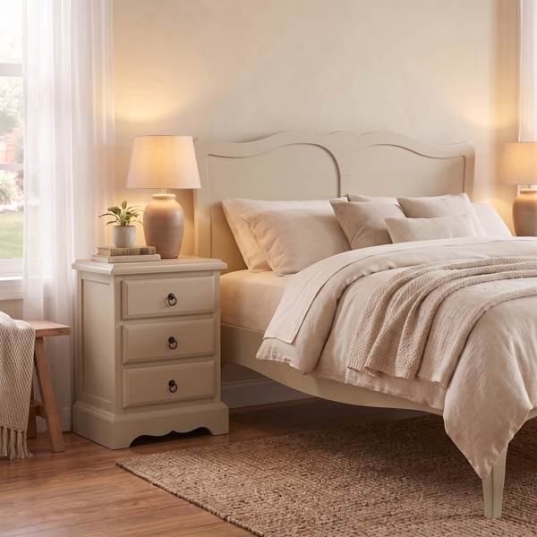 Statement Furniture Romance 3 Drawer Bedside Table. French Style Nightstand