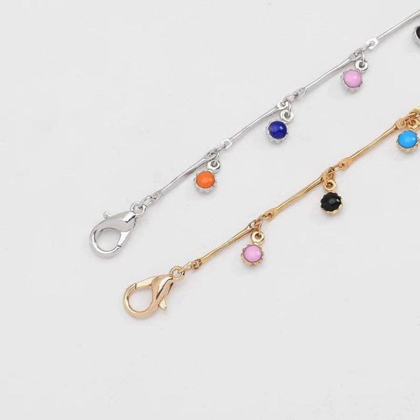 The Colourful Aura Gold and Silver Colourful Dainty Rainbow Dangly Choker Necklace