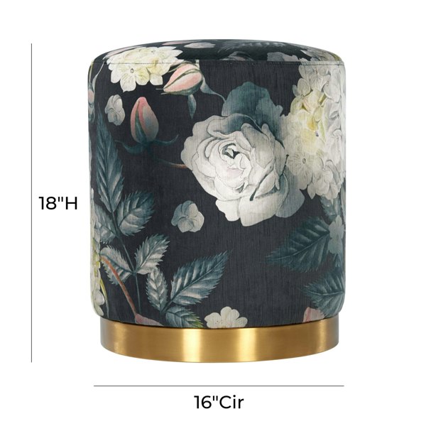 Furniture Edit Opal Floral Velvet Ottoman with Gold Base