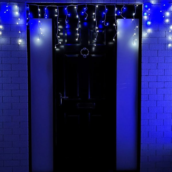 Samuel Alexander 25m 1000 Blue and White LED Frosted Icicle Indoor Outdoor Christmas Lights with Timer
