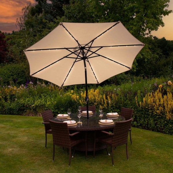 Monstershop Beige 2.7m LED Tilt Parasol