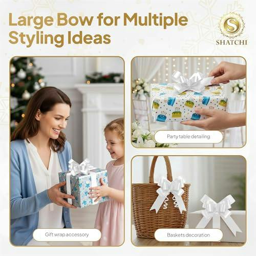 50mm White Pull Bows, 10 to 60 Pack Ribbon Gift Bows for Wrapping, Hampers and Party Décor image 7