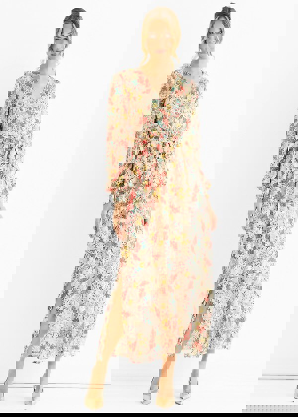 Gini London Multi Jacquard Chiffon Midi Dress