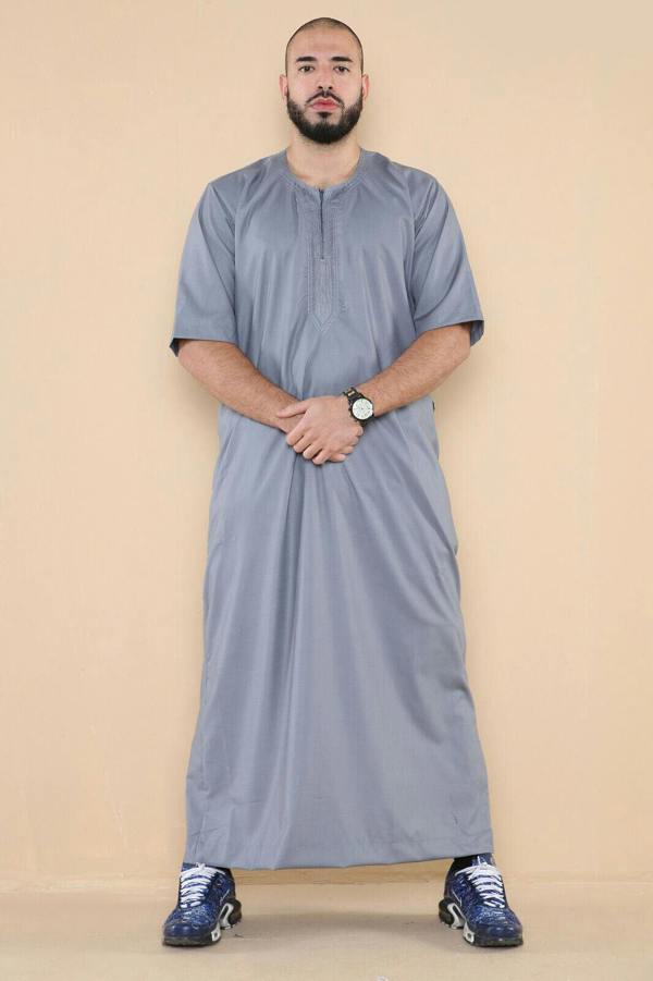 Infinity Leather Mens Thobe Jubba Islamic Arab Moroccan Saudi Zipped Kaftan Arab Robe
