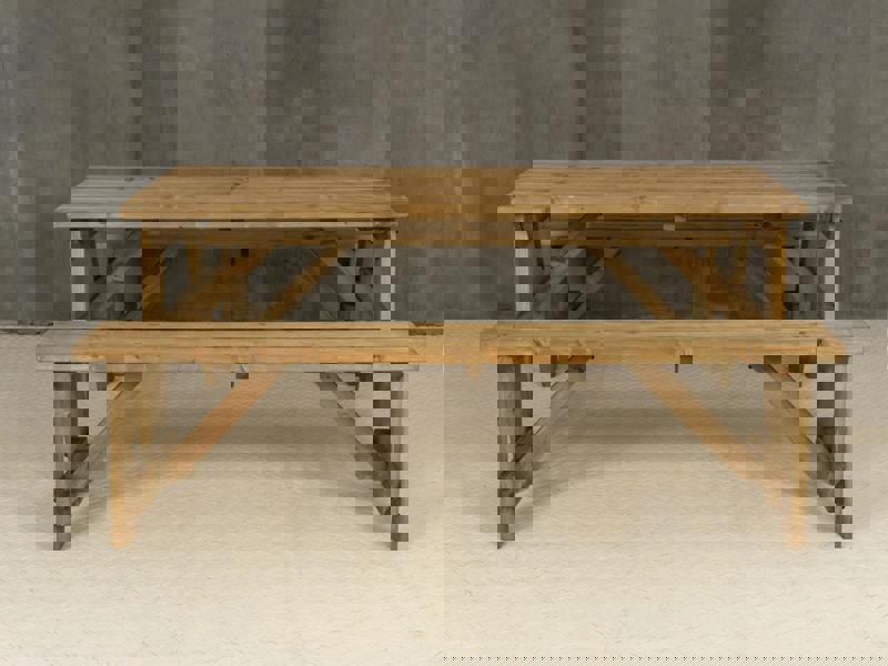 Victoria Picnic Table and Benches Set – Rustic Finish Wooden Outdoor Dining Set for Gardens, Patios, and Picnics
