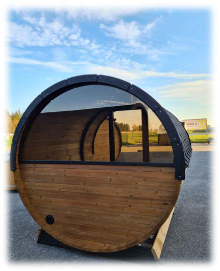 LayzeeSauna 250cm Spruce Barrel Sauna | Thermowood | Terrace | Wood-Fired or Electric