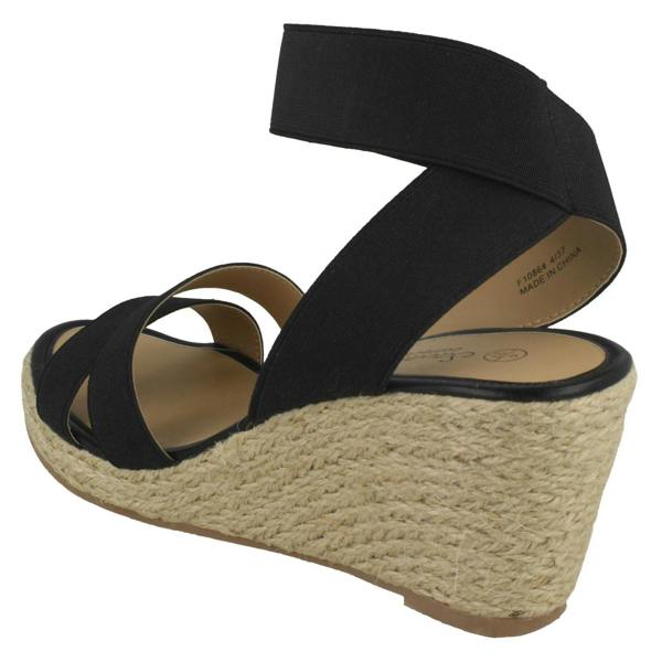 Savannah Ladies Savannah Elastic Ankle Strap Wedges