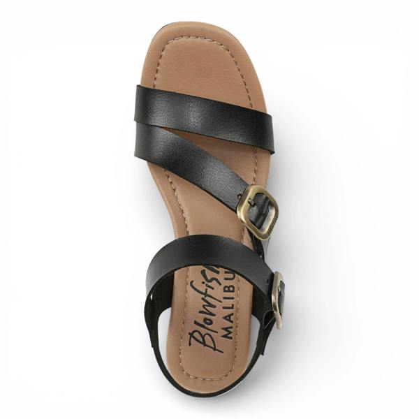 Blowfish Malibu Ali - Women's Black Wedge Strappy Espadrille Heel Sandals